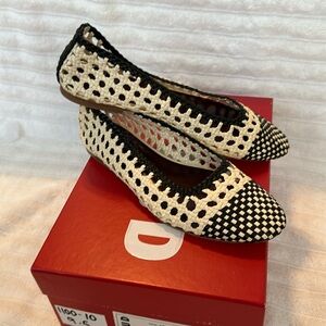 Staud Nell Crochet Ballet Flat 39.5 or 9 Cream Black Leather
